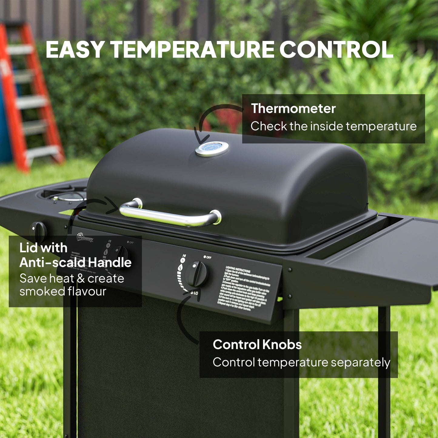 BBQ à gaz propane 2+1 brûleurs avec tablette latérale