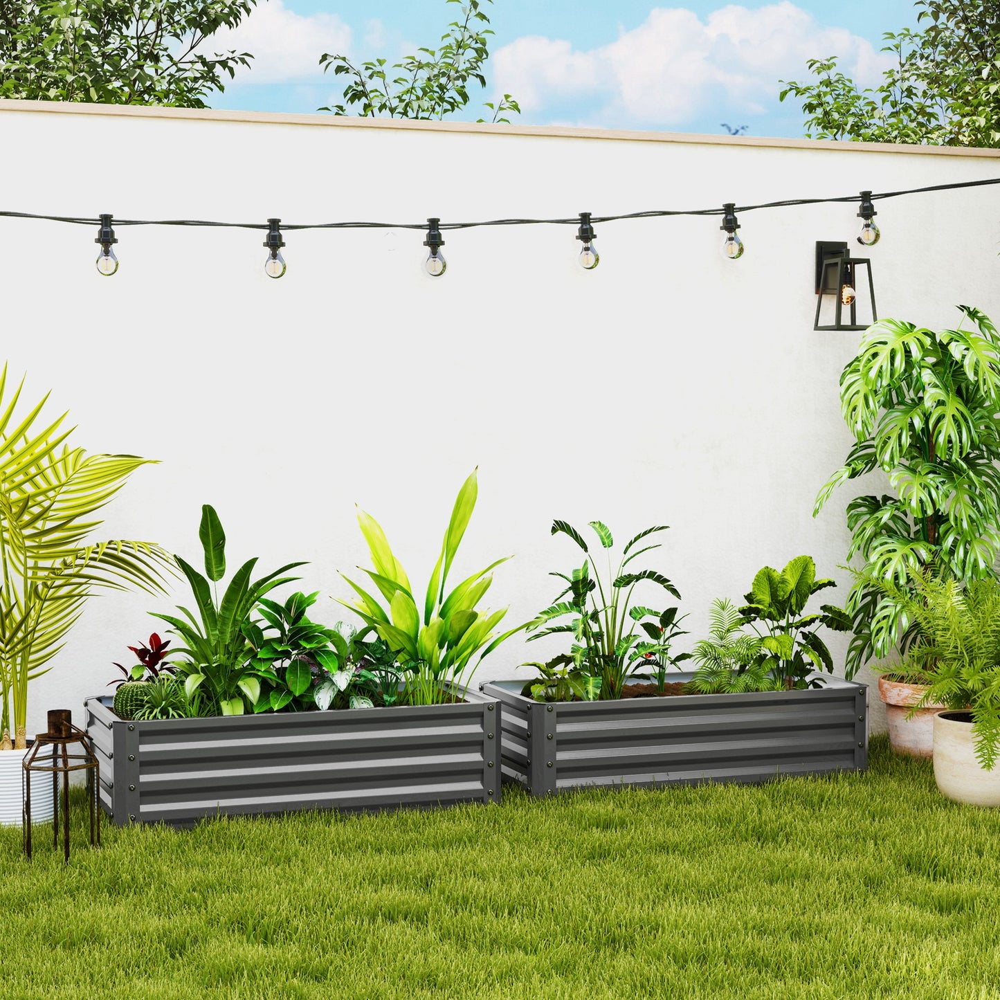 Bacs de jardinage surélevés galvanisés ensemble de 2