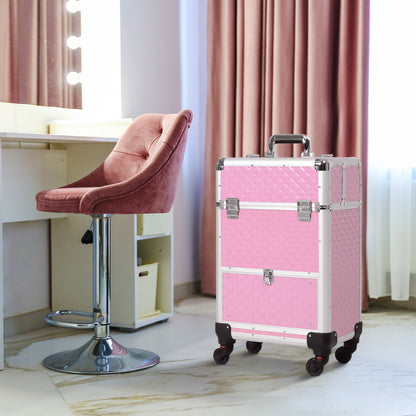 Valise de maquillage roulante professionnelle en aluminium