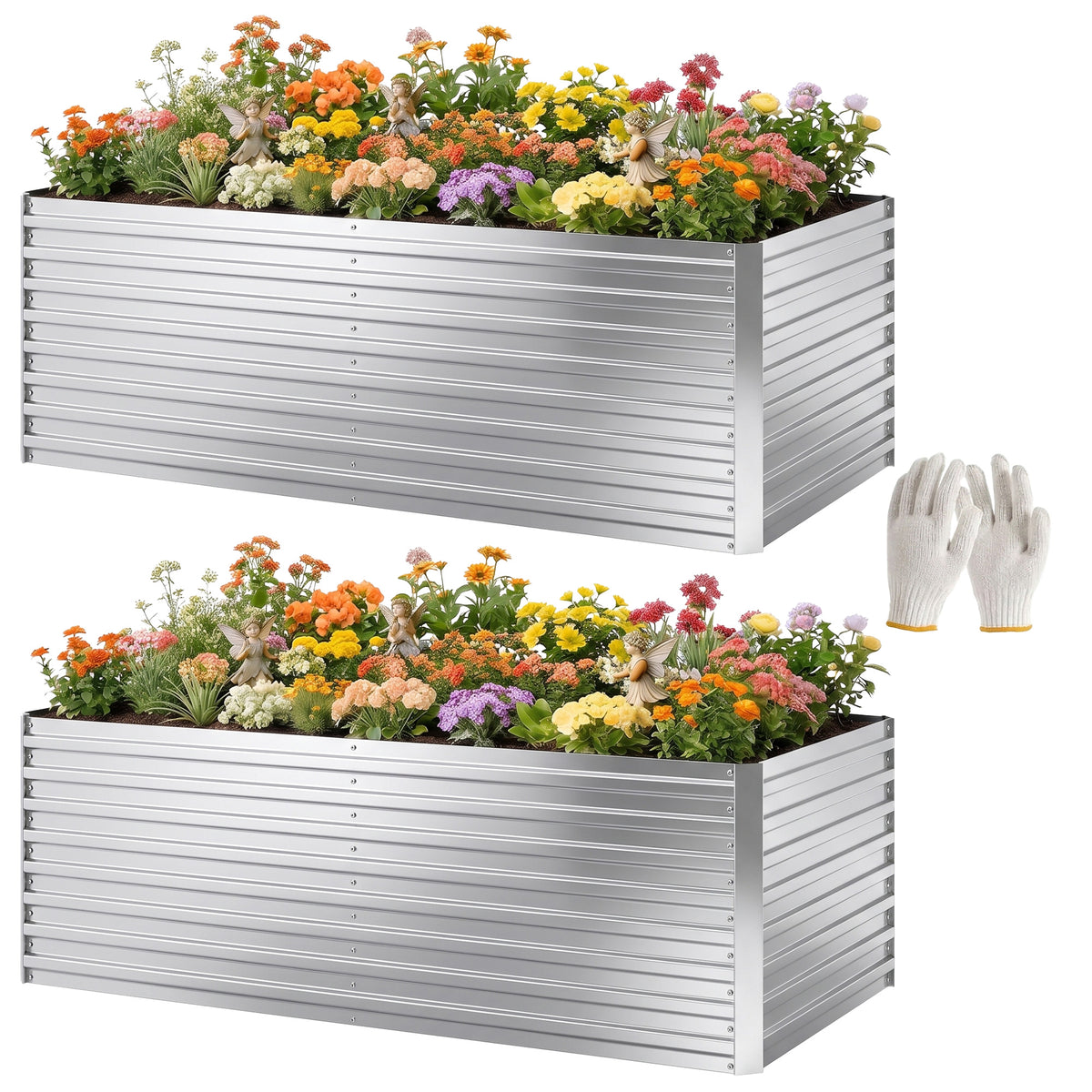 Lit de jardin surélevé galvanisé 180 cm, lot de 2