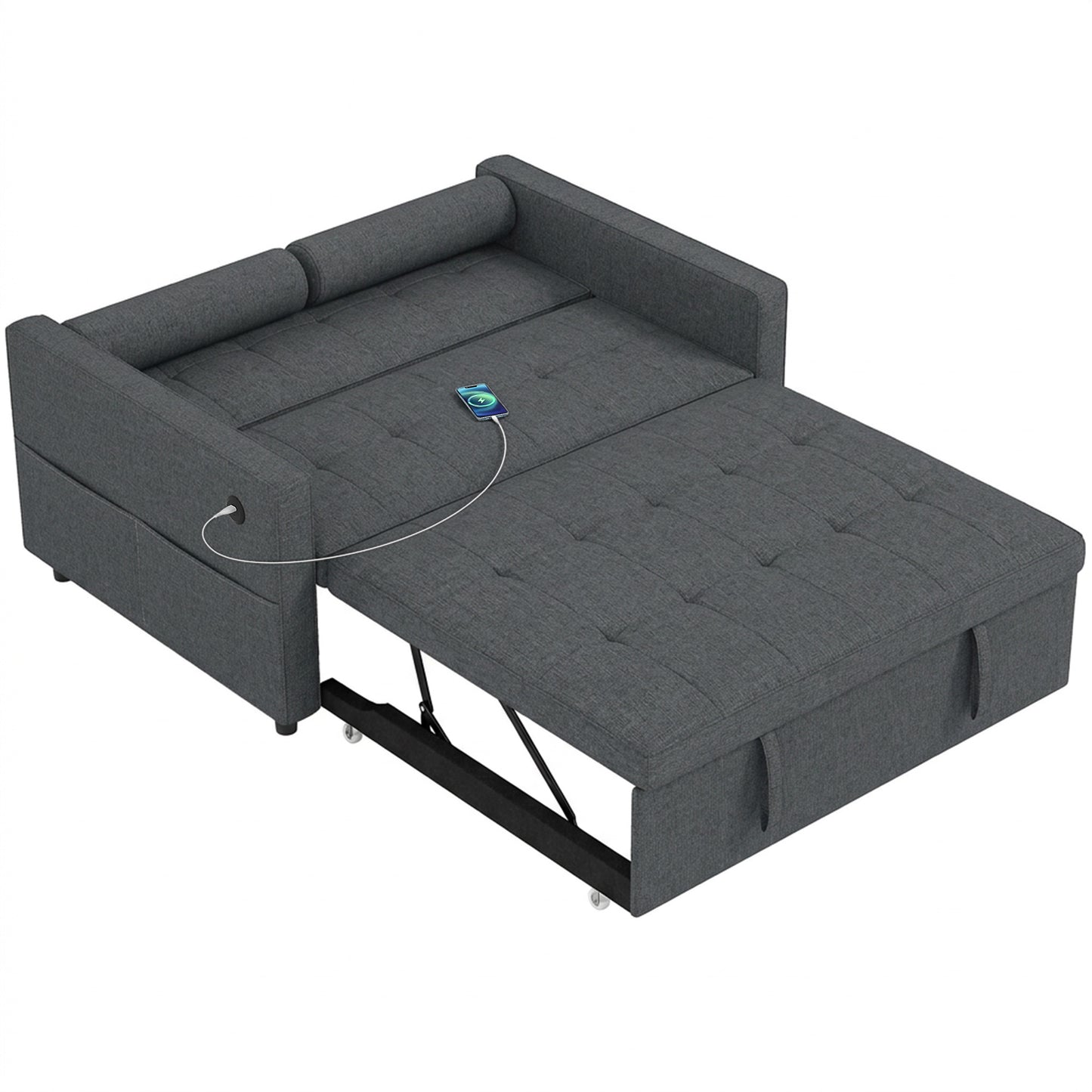 Canapé-lit convertible avec ports USB et dossier ajustable