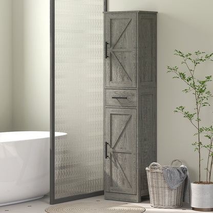 Armoire salle de bain haute portes de grange tiroir