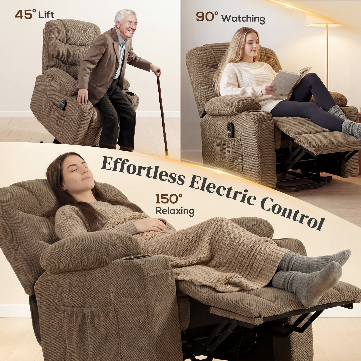 Fauteuil releveur électrique massant à télécommande