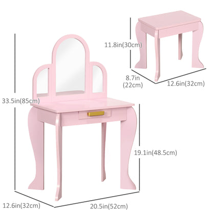 Coiffeuse enfant avec tabouret et miroirs