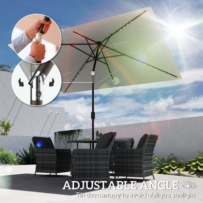 Parasol rectangulaire 6' x 10' avec éclairage LED solaire