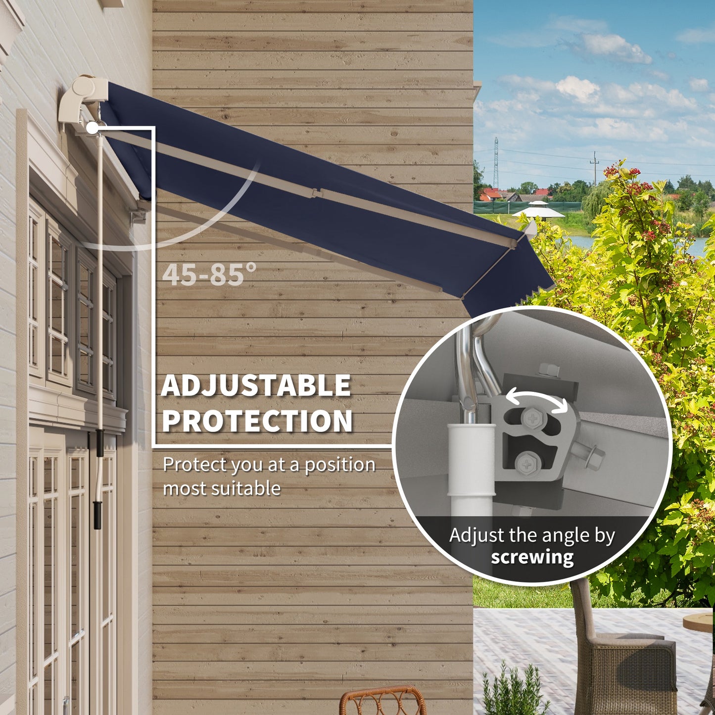 Auvent rétractable patio aluminum réglable