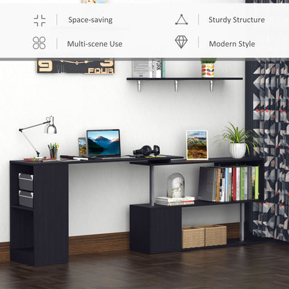 Bureau d'angle rotatif 360° avec étagères 3 niveaux