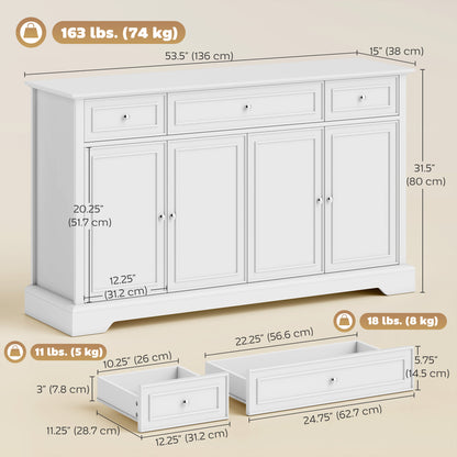 Buffet bahut portes soft-close 3 tiroirs 137 cm