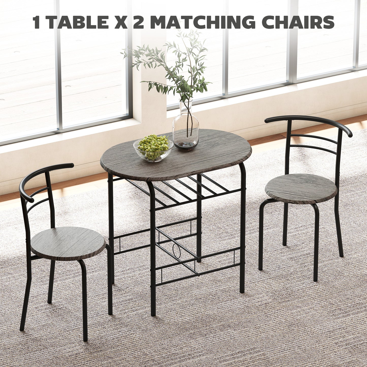 Ensemble table et chaises de cuisine 3 pièces