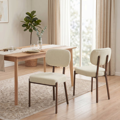 Chaises de cuisine rembourrées lin, ensemble de 2