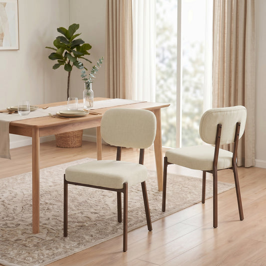 Chaises de cuisine rembourrées lin, ensemble de 2