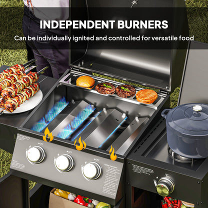 Barbecue à gaz 3 brûleurs avec brûleur latéral