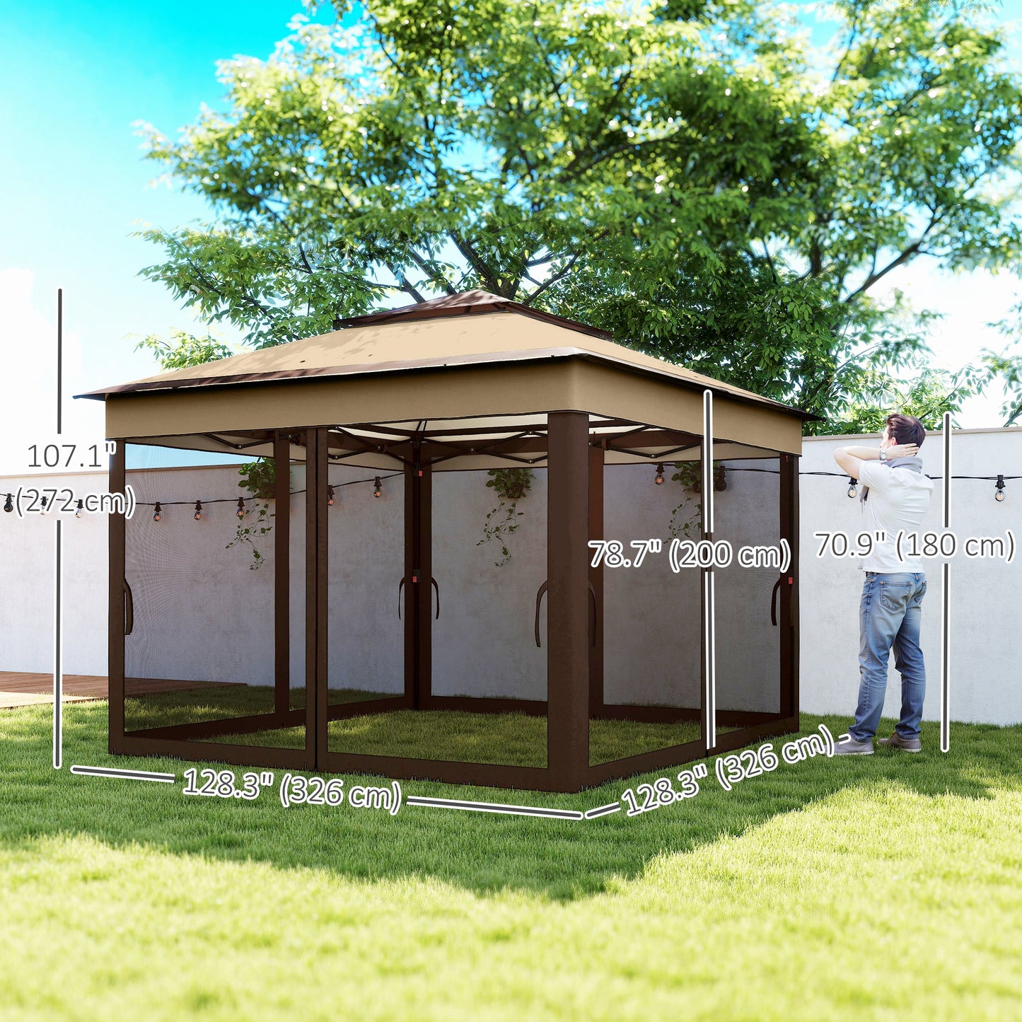 Gazebo pop-up instantané avec rideaux moustiquaires amovibles