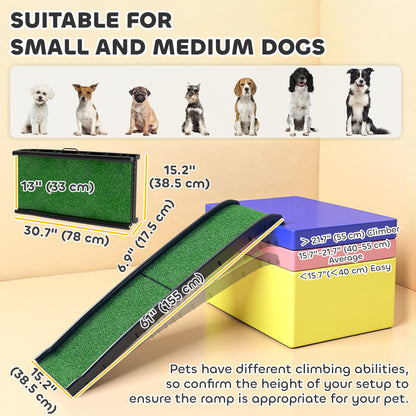 Rampe pliable pour chien 150 cm surface gazonnée