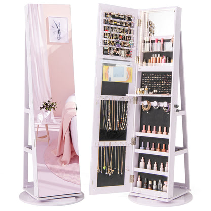 Armoire à bijoux pivotante 360° avec miroir et DEL 3 couleurs