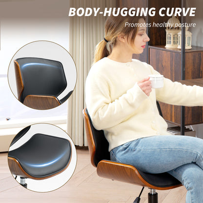 Chaise de bureau mi-siècle moderne sans accoudoirs à roulettes
