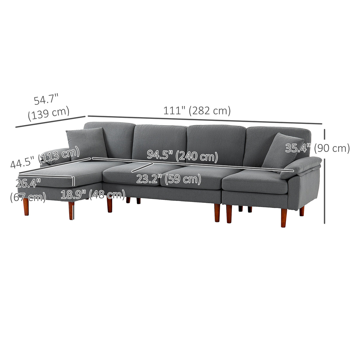 Sofa sectionnel en L avec chaise longue interchangeable