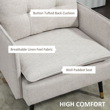 Fauteuil d'accent rembourré dossier capitonné pieds acier