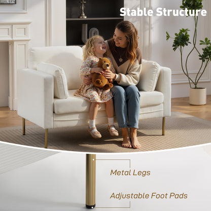 Petit sofa deux places en velours côtelé — pieds dorés