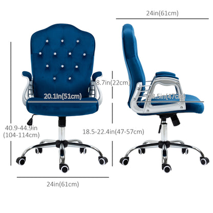 Chaise de bureau velours capitonnée réglable pivotante