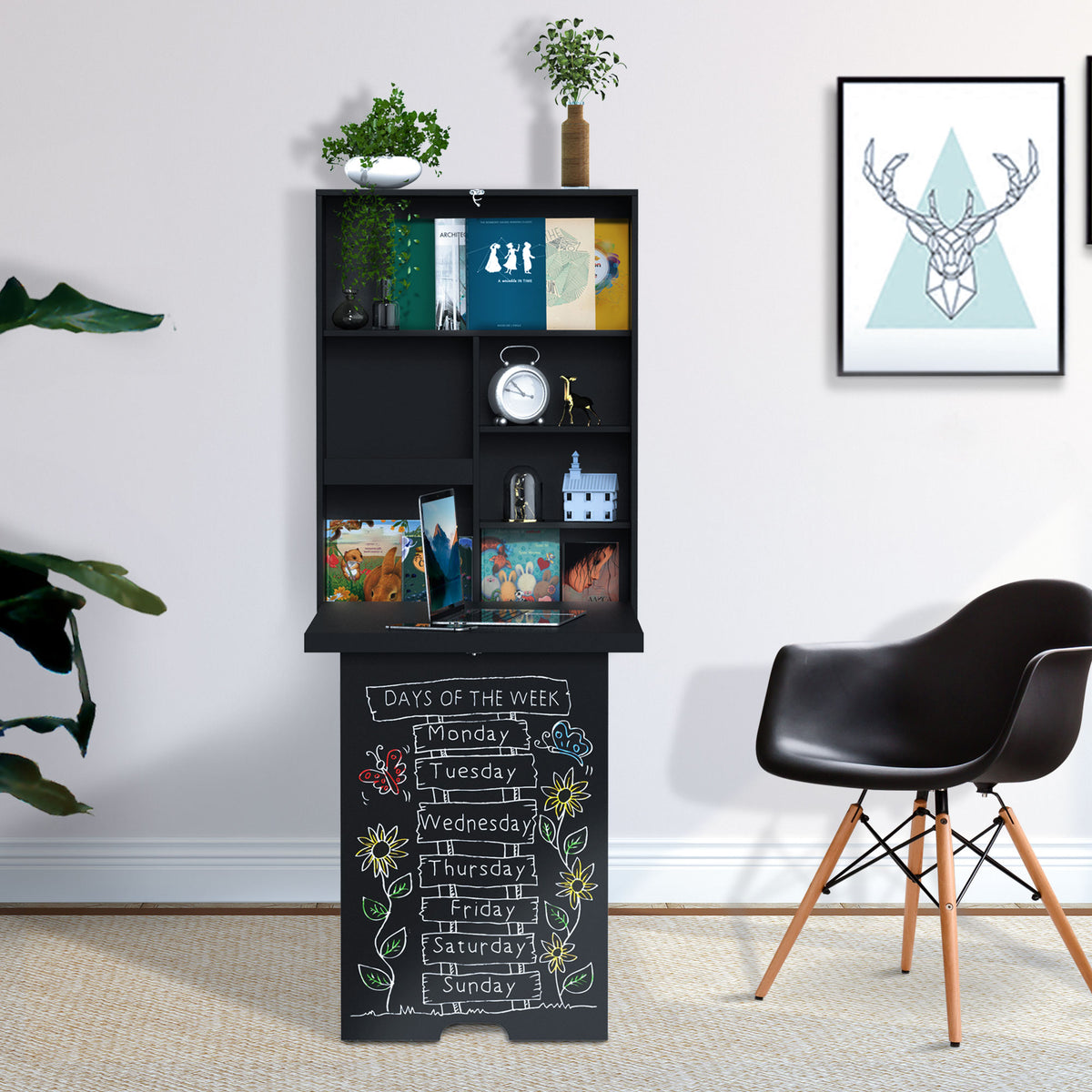 Bureau mural escamotable convertible multifonctionnel
