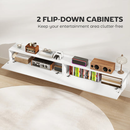 Meuble TV mural flottant avec portes cannelées 180 cm
