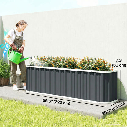Outsunny 61cm Deep Raised Garden Bed - 220cm Galvanized Steel