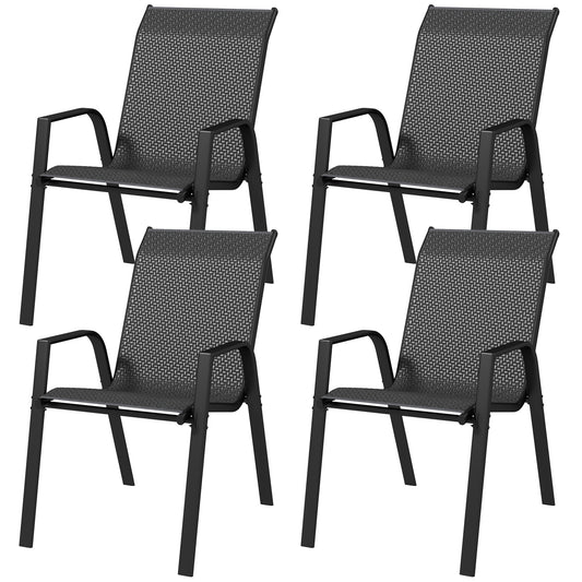 Ensemble 4 Chaises Empilables en Rotin pour Terrasse Aosom