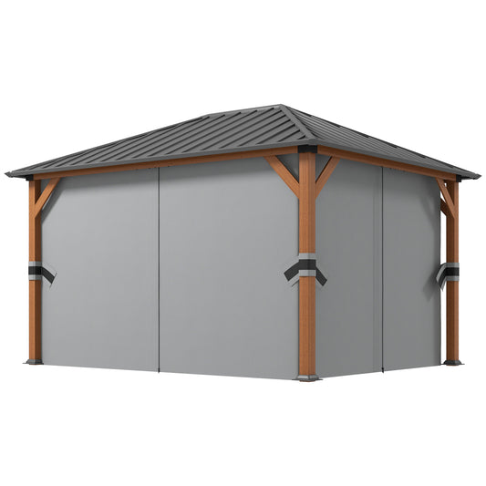 Outsunny 4x3m Hardtop Gazebo with Curtains and Mosquito Nets