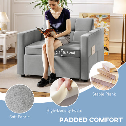 Fauteuil-lit convertible en velours avec USB