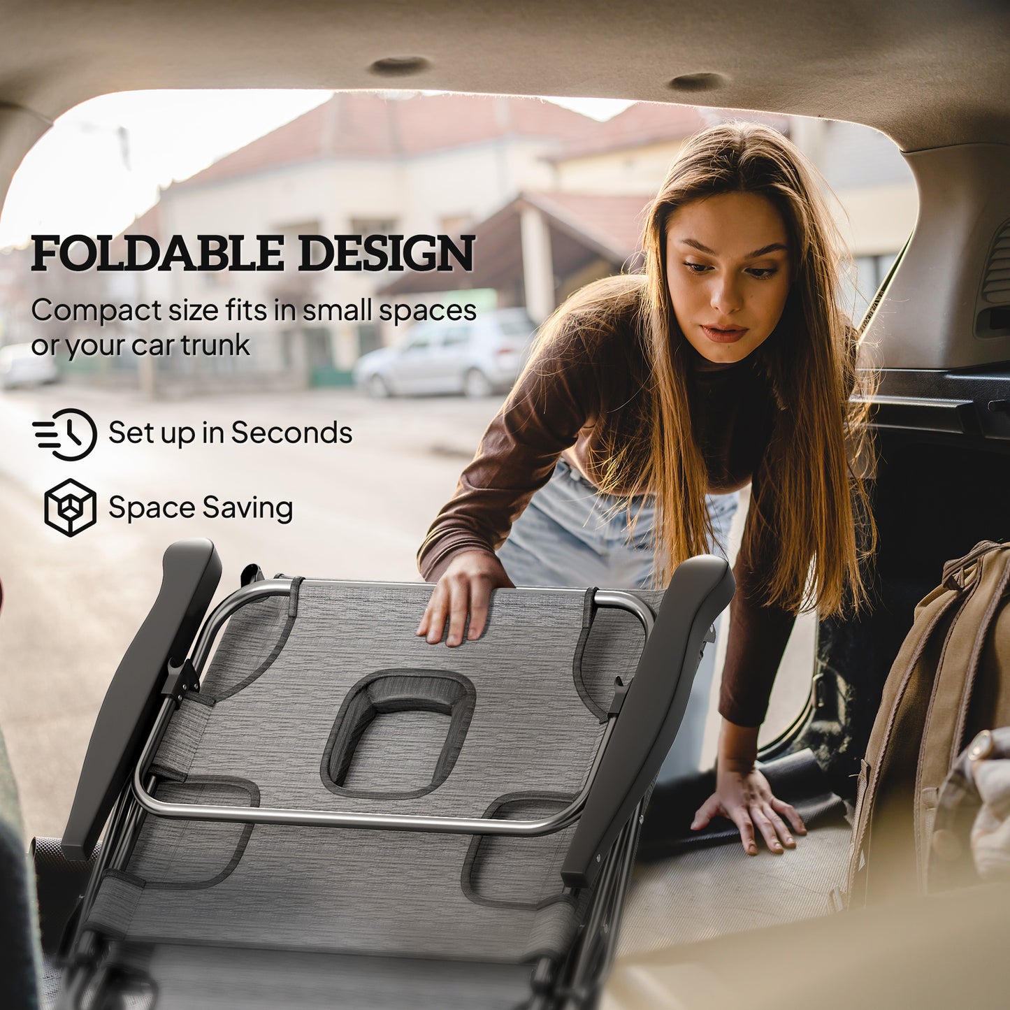 Chaise longue pliante avec dossier inclinable