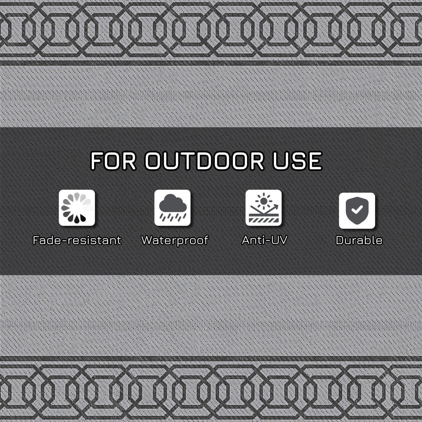 Tapis extérieur portable réversible 274 x 549 cm — noir