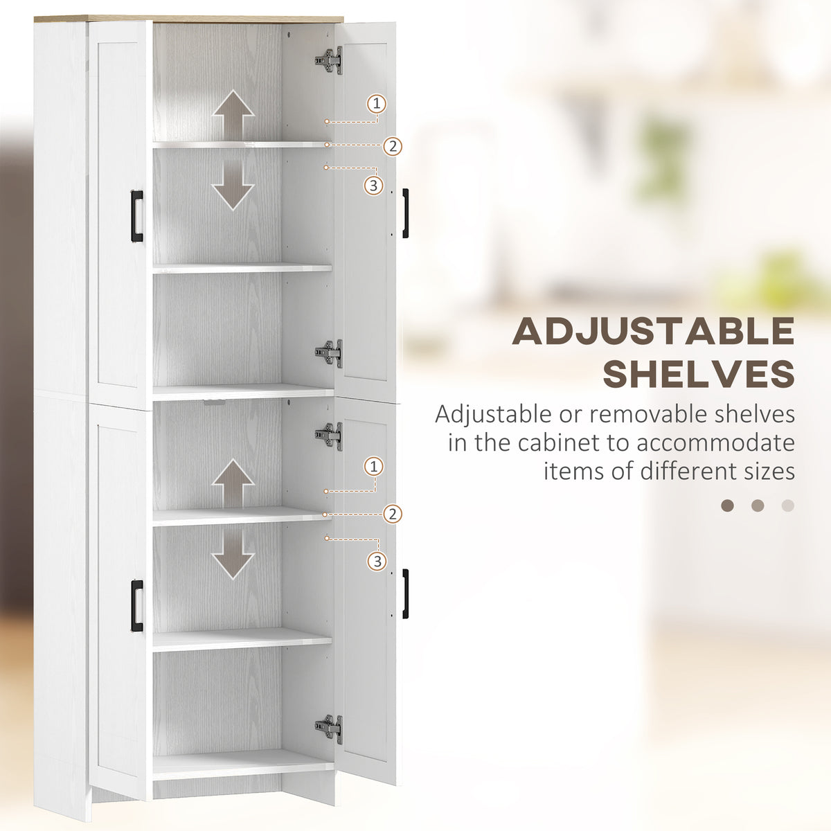 Armoire-garde-manger de cuisine 4 portes 6 tablettes