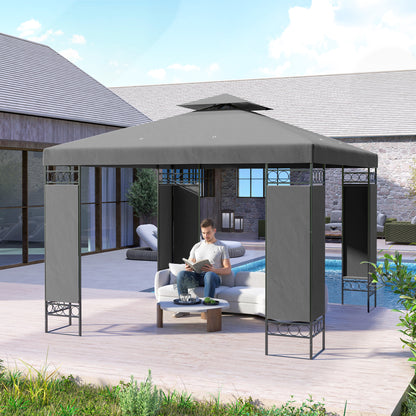 Gazebo double toit avec panneaux écran 3x3m