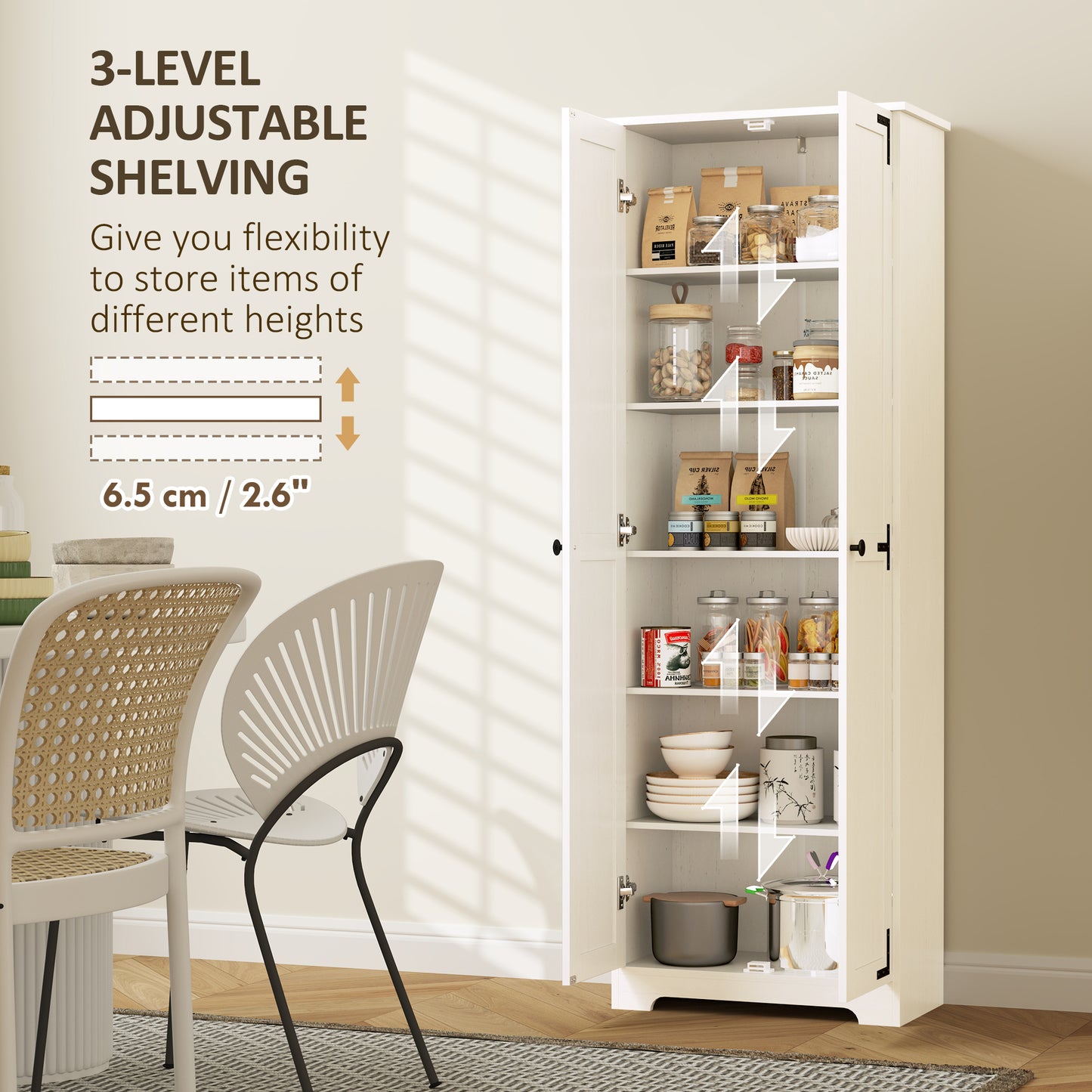 Armoire-garde-manger rustique 6 niveaux 2 portes