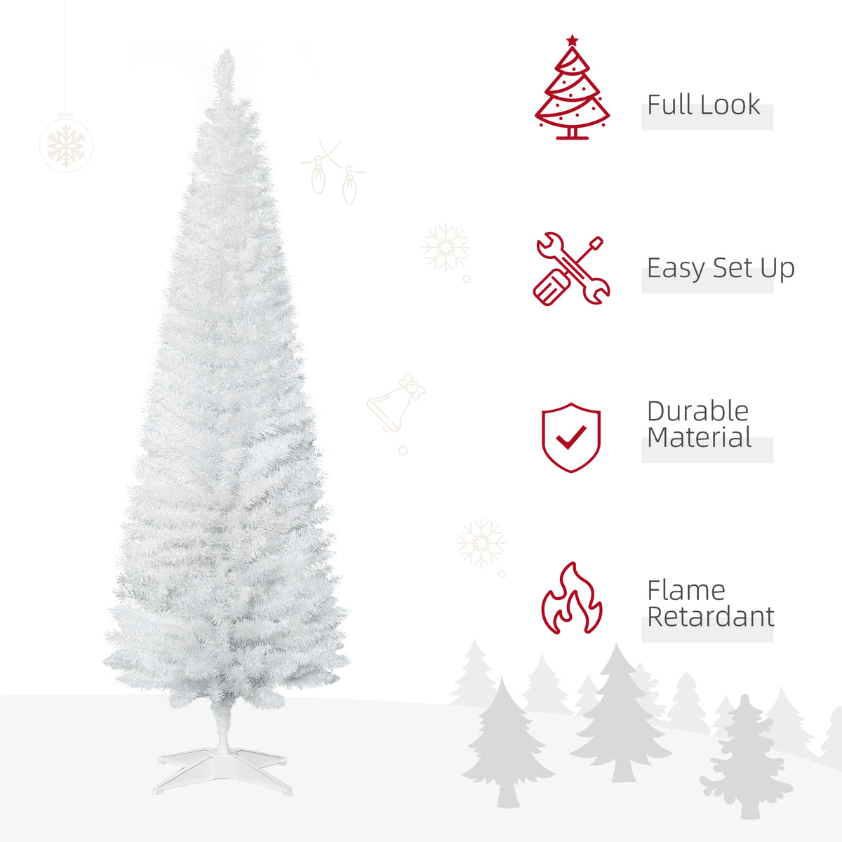 Sapin de Noël artificiel mince style crayon 6 pi