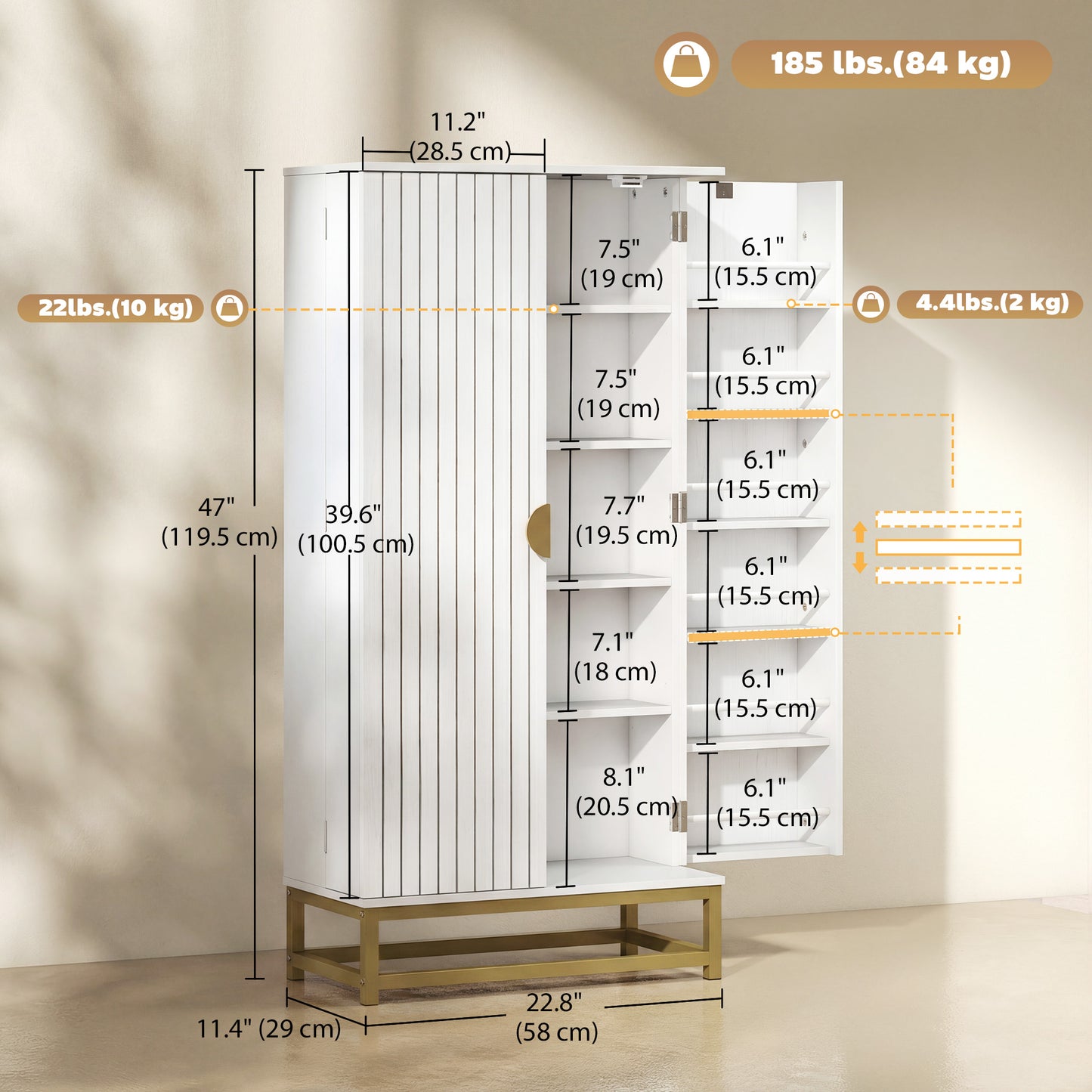 Armoire de cuisine autoportante 5 tablettes ajustables