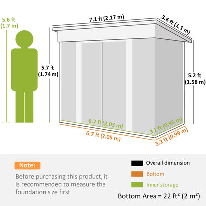 Abri de jardin en acier galvanisé avec portes coulissantes