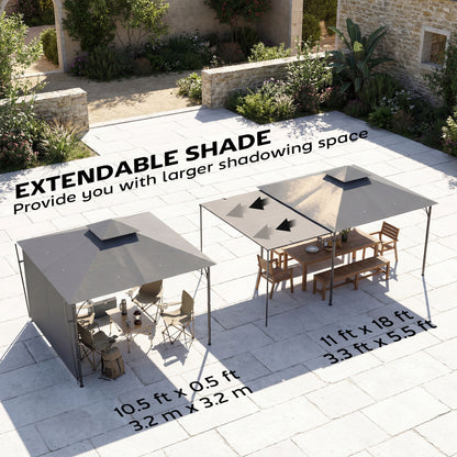 Gazebo de patio double toit avec auvent extensible