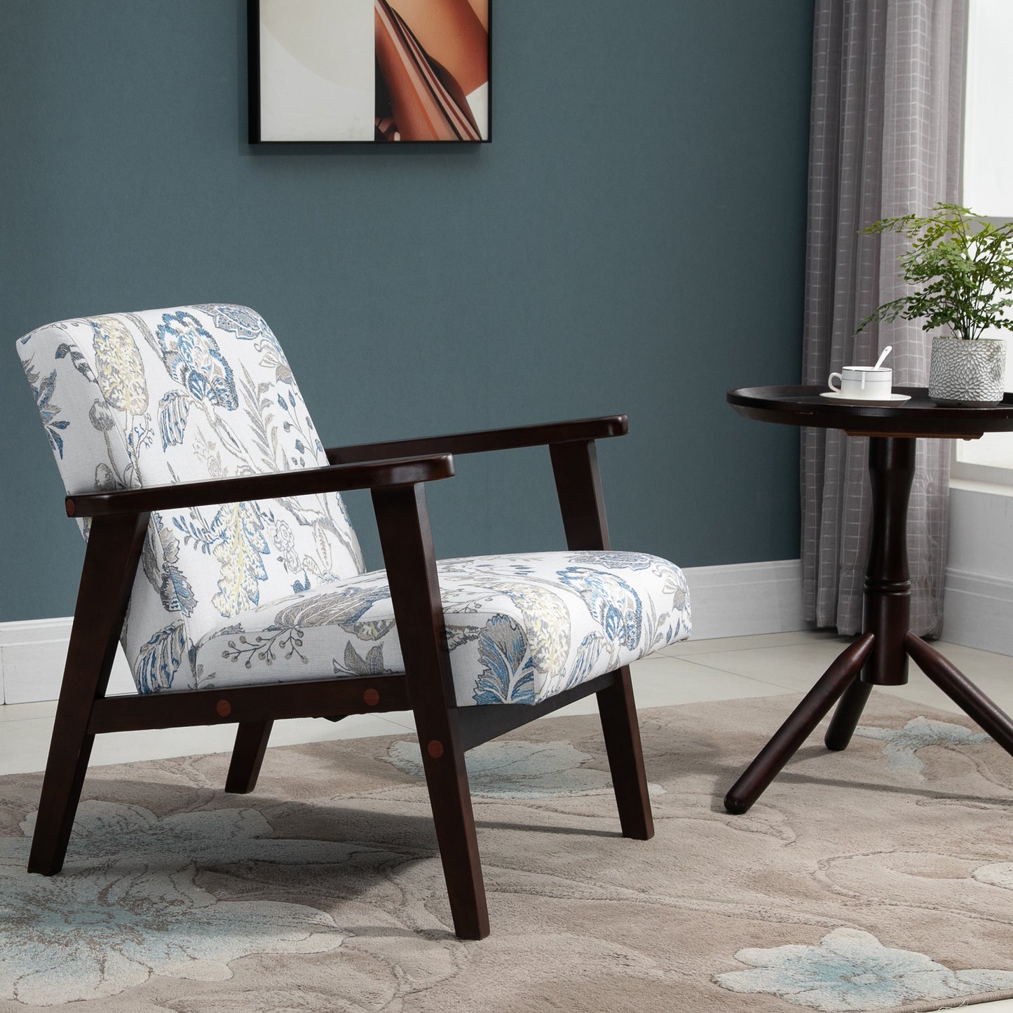 Fauteuil d'appoint moderne rétro en tissu avec accoudoirs