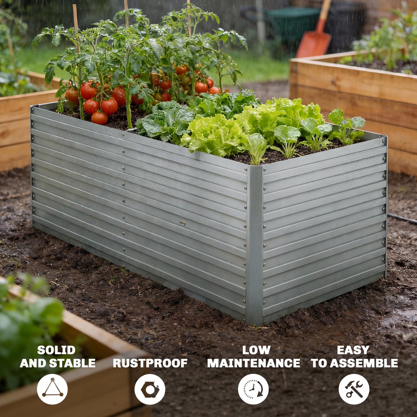 Bac jardinage surélevé galvanisé extra profond 152x91x60cm