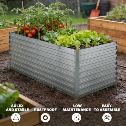Bac jardinage surélevé galvanisé extra profond 152x91x60cm