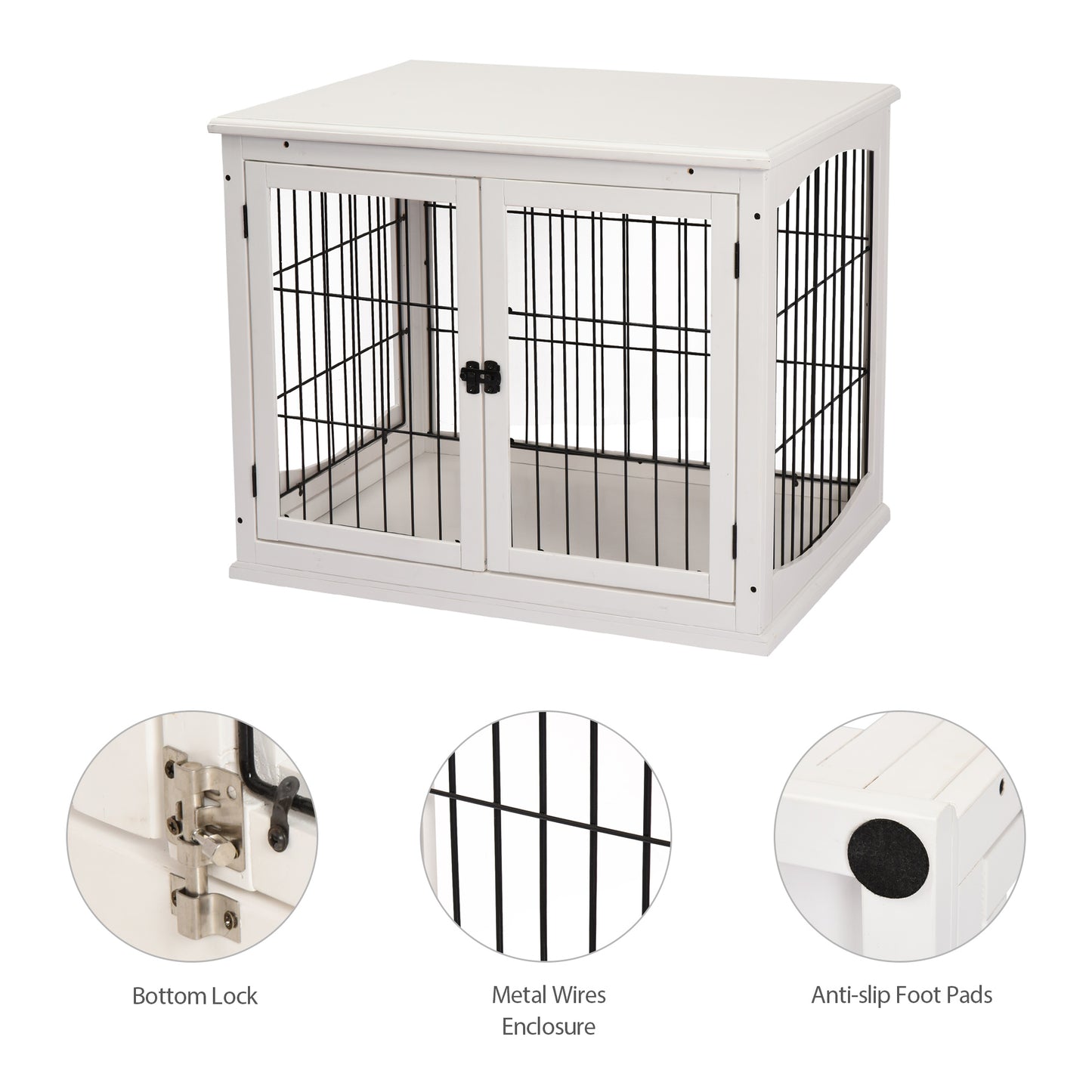 Cage chien table d'appoint 2 portes 26 pouces