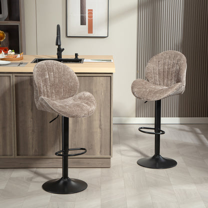 Tabourets de bar pivotants ensemble de 2 chenille réglables