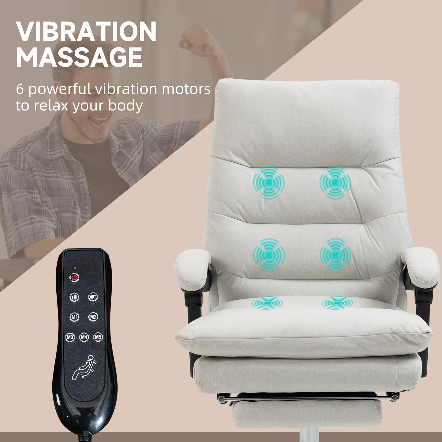 Chaise de bureau massante 6 points avec repose-pieds