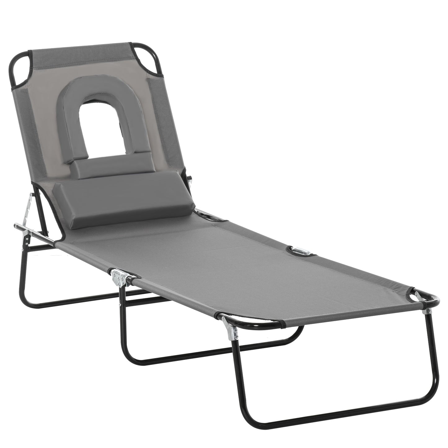 Chaise longue pliante avec trou visage ajustable