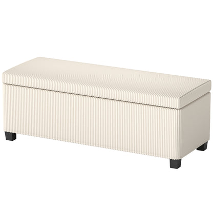 Banc de rangement en velours côtelé