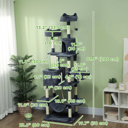 Arbre à chat multiniveau 81 po avec griffoirs