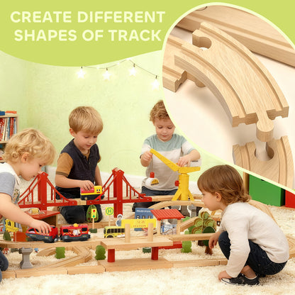 Ensemble de train en bois avec accessoires — Lot de 133