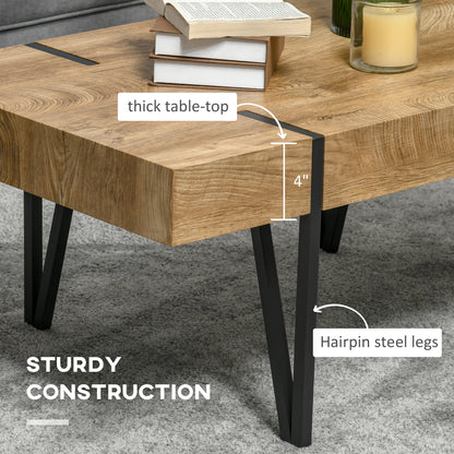 Table à café rustique rectangle pieds épingles